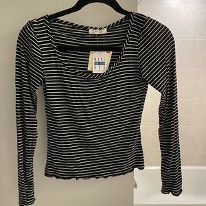 Olivia Rae Black and White Striped Shirt